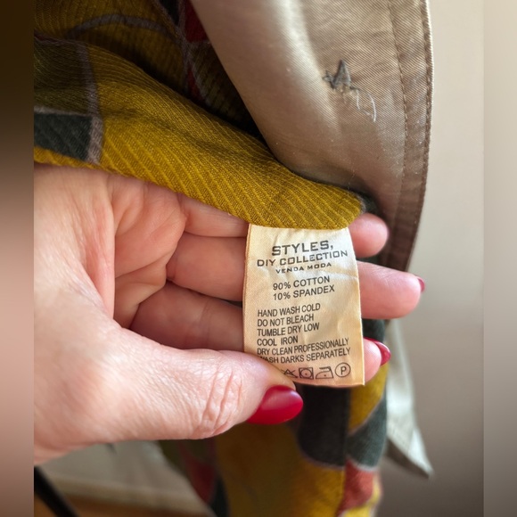 Vintage Italian made Silky Shiny Cotton Trench Coat w Belt light Stone  US SZ 2 - Picture 4 of 7